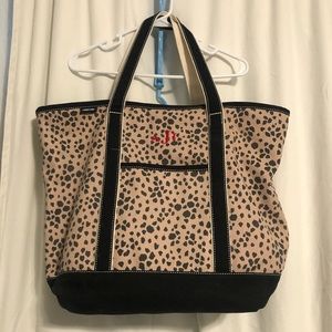 Lands End cheetah print big tote with zipper and multiple pockets inside NEW